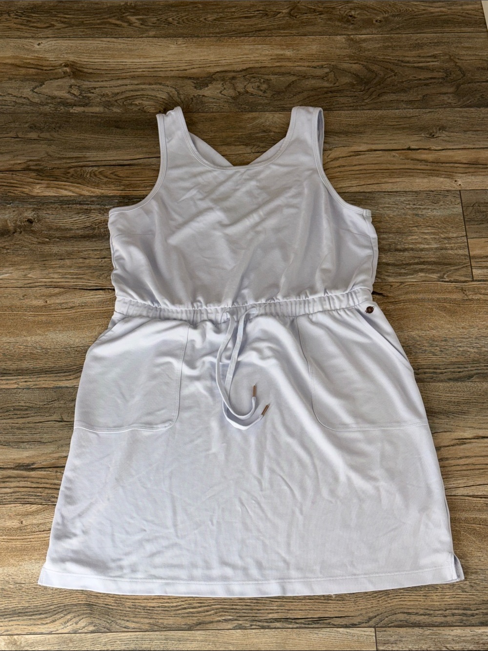 CALIA by Carrie Underwood White Tank Midi Dress with Drawstring Waist